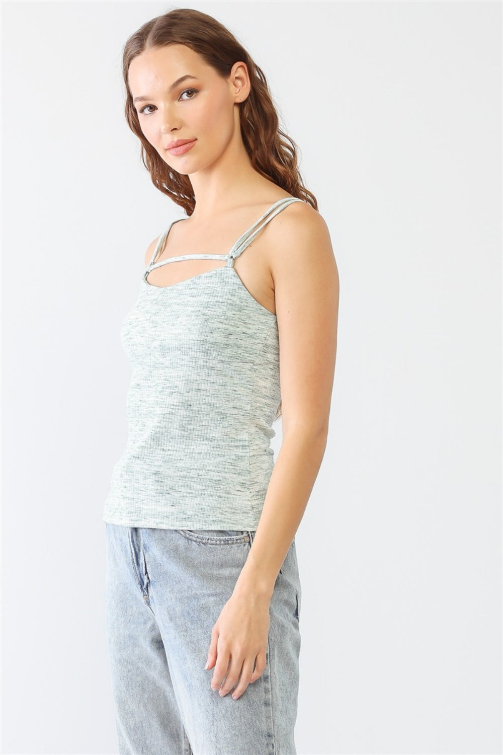 Le Lis Heathered Ribbed Adjustable Strap Cami - JShopDontDrop