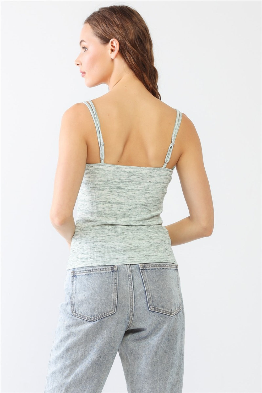 Le Lis Heathered Ribbed Adjustable Strap Cami - JShopDontDrop