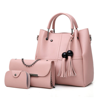 Fashionable ladies single shoulder three-piece Messenger bag with tassels - JShopDontDrop