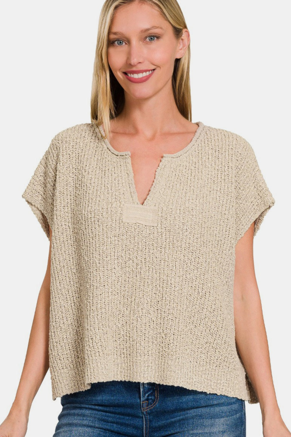 Zenana Short Sleeve Side Slit Sweater - JShopDontDrop