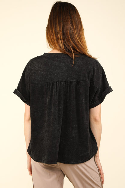 VERY J Nochted Short Sleeve Washed T-Shirt - JShopDontDrop