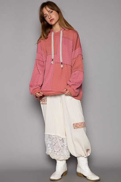 POL Exposed Seam Hooded Knit Top - JShopDontDrop