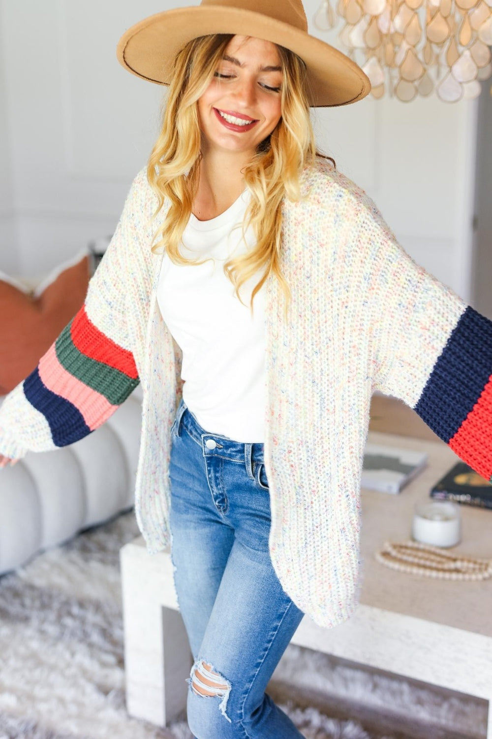 Haptics Full Size Color Block Open Front Cardigan - JShopDontDrop