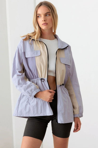 Le Lis Color Block Collared Wind Breaker Jacket - JShopDontDrop