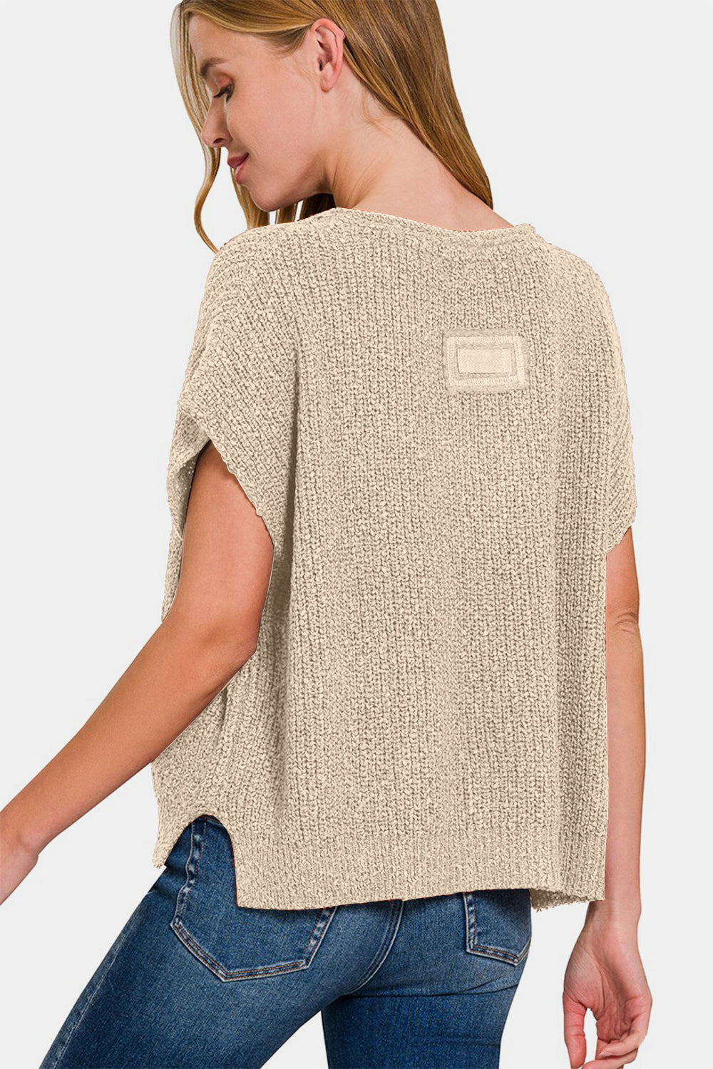 Zenana Short Sleeve Side Slit Sweater - JShopDontDrop