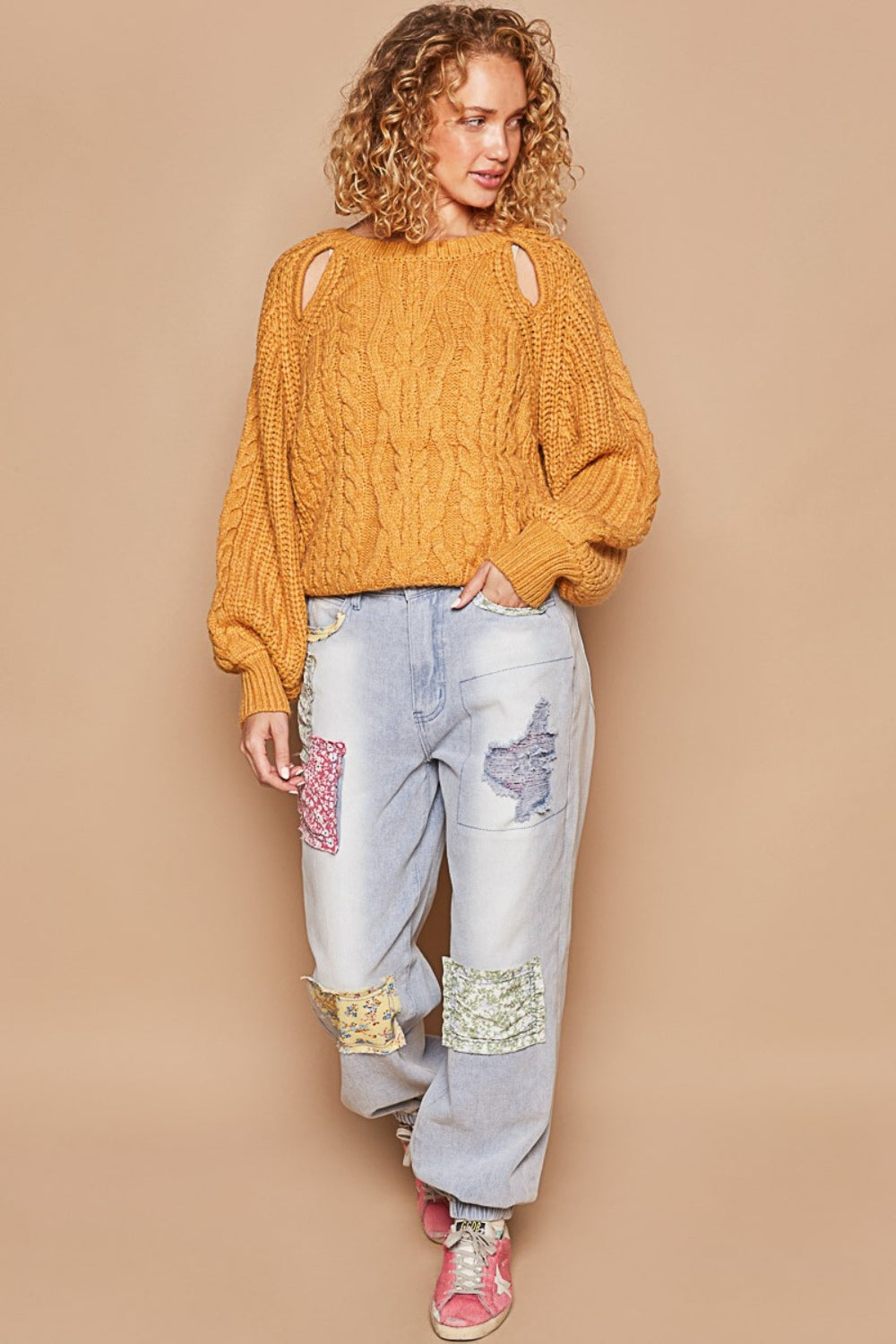 POL Cable Knit Cutout Long Sleeve Sweater - JShopDontDrop