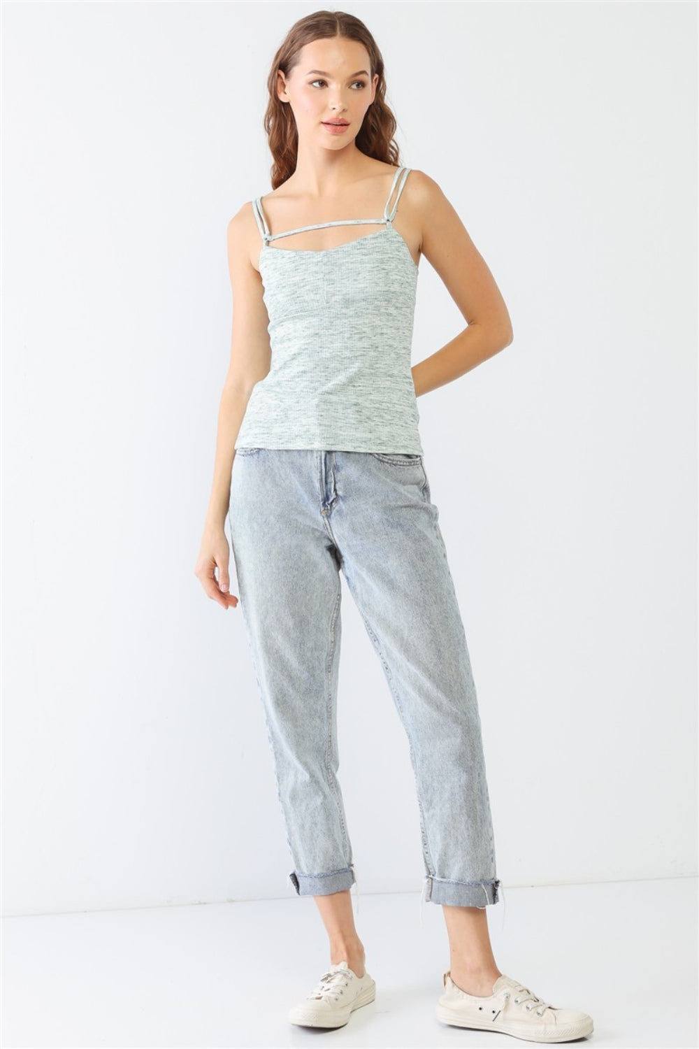 Le Lis Heathered Ribbed Adjustable Strap Cami - JShopDontDrop