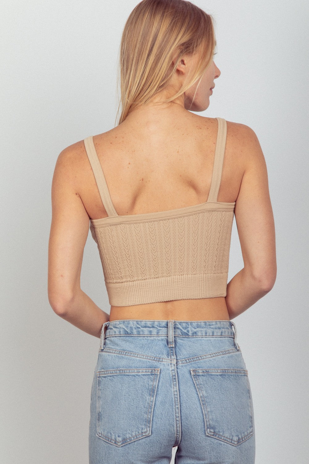 VERY J Cable Knit Seamless Cropped Cami - JShopDontDrop