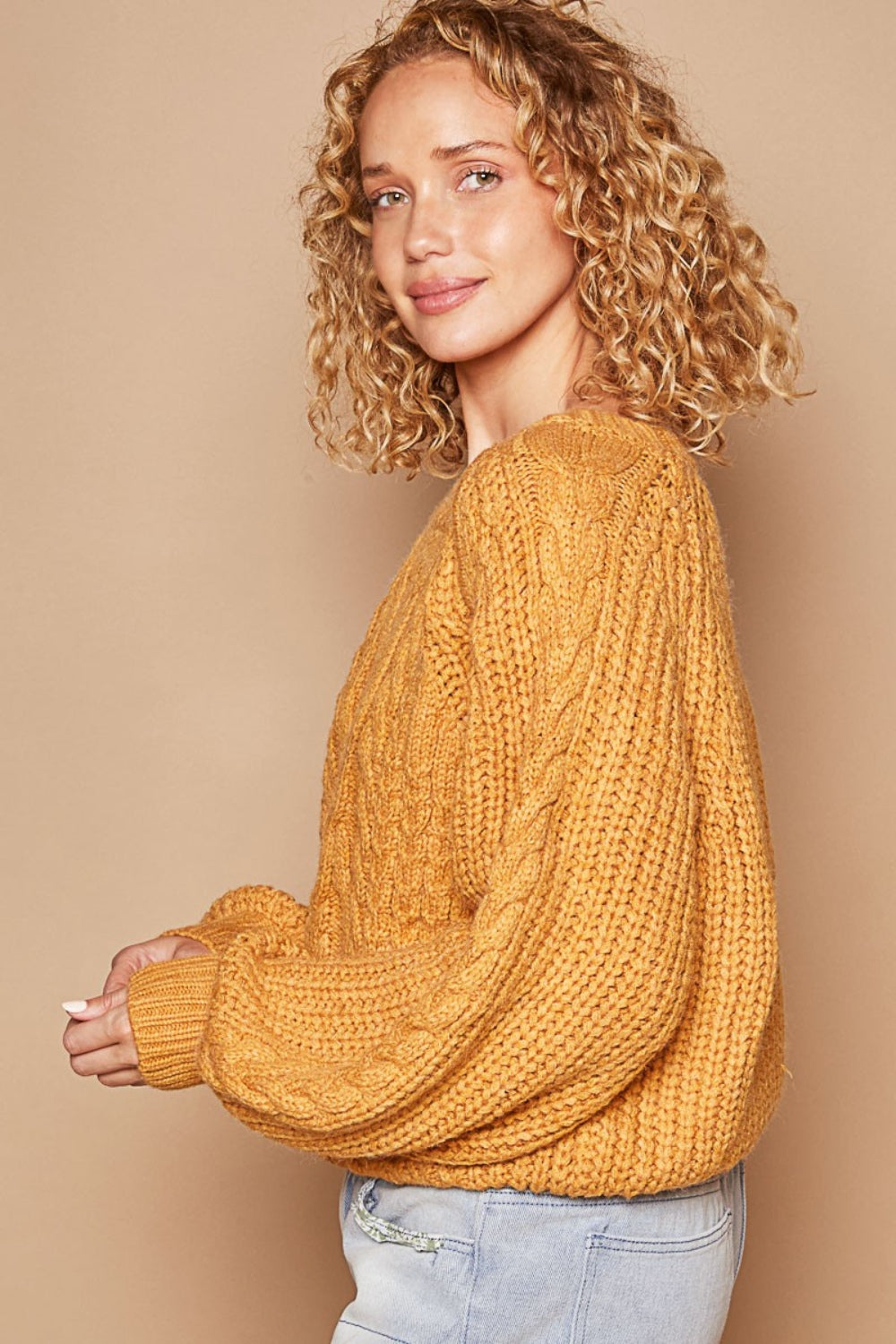 POL Cable Knit Cutout Long Sleeve Sweater - JShopDontDrop