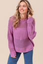 BiBi Openwork Long Sleeve Knit Top - JShopDontDrop