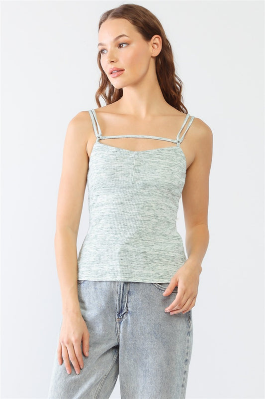 Le Lis Heathered Ribbed Adjustable Strap Cami - JShopDontDrop