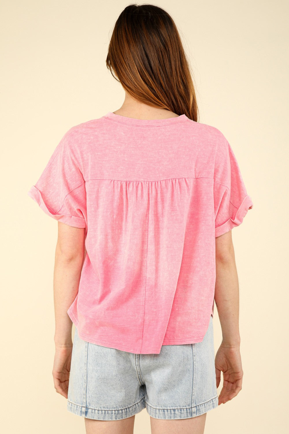 VERY J Nochted Short Sleeve Washed T-Shirt - JShopDontDrop