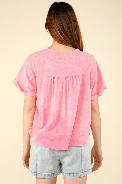 VERY J Nochted Short Sleeve Washed T-Shirt - JShopDontDrop